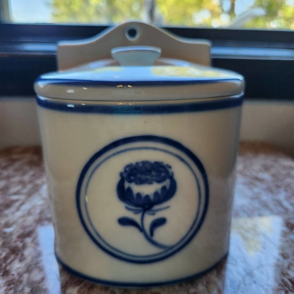 Salt Jar, Wall mounted, stash jar, handpainted, made in Portugal - Picture 6 of 6